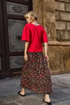 Bluzka damska z krótkim rękawem, czerwona, Moodo