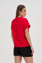 Bluzka damska z krótkim rękawem, czerwona, Moodo