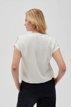 Bluzka damska z krótkim rękawem, ecru, Moodo