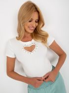 Bluzka damska z krótkim rękawem, ecru, Vinceotto