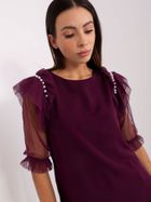 Bluzka damska z krótkim rękawem, fioletowa, Lakerta