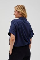 Bluzka damska z krótkim rękawem, granatowa, Moodo