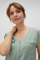 Bluzka damska z krótkim rękawem, khaki, Moodo