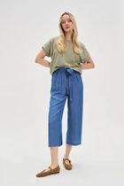 Bluzka damska z krótkim rękawem, khaki, Moodo