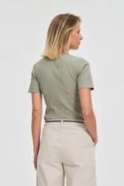 Bluzka damska z krótkim rękawem, khaki, Moodo