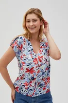 Bluzka damska z krótkim rękawem, niebieska, Moodo