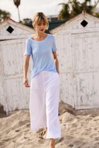 Bluzka damska z krótkim rękawem, niebieska, Moodo