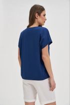 Bluzka damska z krótkim rękawem, niebieska, Moodo