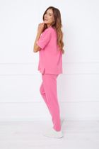 Bluzka damska z krótkim rękawem, plus size, różowa, Caro, Italian Fashion