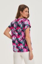 Bluzka damska z krótkim rękawem, różowa, Moodo