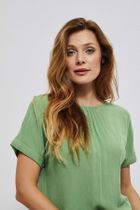 Bluzka damska z krótkim rękawem, zielona, Moodo