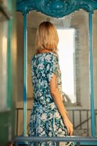 Bluzka damska z krótkim rękawem, zielona, Moodo