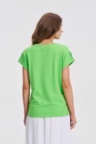 Bluzka damska z krótkim rękawem, zielona, Moodo