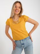 Bluzka damska z krótkim rękawem, żółta, Lakerta