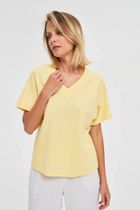 Bluzka damska z krótkim rękawem, żółta, Moodo