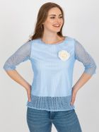 Bluzka damska z rękawem 3/4, niebieska, Lakerta