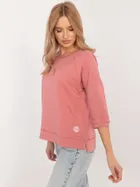 Bluzka damska z rękawem 3/4, oversize, różowa, Calimera