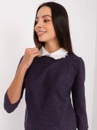 Bluzka damska z rękawem 3/4, wełniana, granatowa, Lakerta