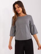 Bluzka damska z rękawem 3/4, wełniana, szara, Lakerta