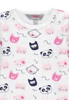 Bluzka dziewczęca z długim rękawem, biało-różowa, Kanz