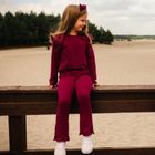 Bluzka dziewczęca z długim rękawem, bordowa, Eevi