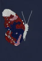 Bluzka dziewczęca z długim rękawem, granatowa, Tom Tailor