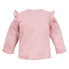 Bluzka dziewczęca z długim rękawem, prążkowana, różowa, Eevi