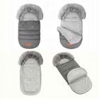 Bocioland, śpiworek do wózka z futerkiem, szary, 90 cm