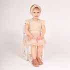 Body dziewczęce z krótkim rękawem, beżowe, Nicol