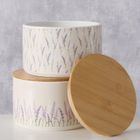 Boltze, pojemnik ceramiczny lavander z bambusową pokrywą, średnica 16 cm