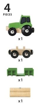 Brio World, Traktor z przyczepą i drewnem, zabawka drewniana