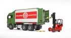 Bruder, Scania R, Kontener z wózkiem widłowym i paletami