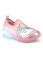 Buty sportowe dziewczęce, slip on, różowe, świecąca podeszwa, Bibi Shoes