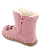 Buty zimowe dziewczęce ze skórą naturalną, ocieplane, różowe, Befado