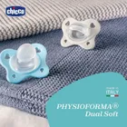Chicco, PhysioForma Dual Soft, smoczek uspokajający, silikonowy, niebieski, 2-6m, 2 szt.