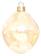Christmas Decoration, bombka formówka, szklana kropla, LED, złota, 12 cm, 2 szt.