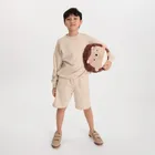 Cool Club, Komplet chłopięcy, Bluza ocieplana, Szorty, beżowy