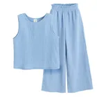 Cool Club, Komplet dziewczęcy, Bluzka bez rękawów, Spodnie materiałowe, wide, niebieski