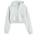 Cool Club, Krótka bluza dziewczęca z kapturem, rozpinana, szara