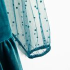 Cool Club, Sukienka dziewczęca z długim rękawem, welurowa, turkusowa