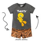 Cool Club, T-shirt dziewczęcy, szary, Looney Tunes, Tweety