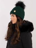 Czapka damska z wełną, zielona, Rue Paris