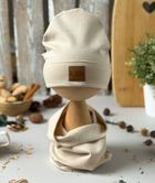 Czapka dziecięca, jasnobeżowa, Iltom