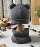 Czapka dziecięca, sweterkowa, grafitowa, Iltom