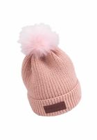 Czapka dziewczęca z pomponem, beżowa, Yoclub