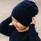 Czapka niemowlęca, wełniana, granatowa, Eevi