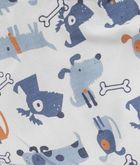 Czapka z daszkiem chłopięca, wiązana, biała, pieski, Döll