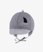 Czapka z daszkiem chłopięca, wiązana, szara, Iltom