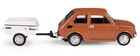 Daffi, Niewiadów, Fiat 126p z krótką przyczepką, pojazd, model metalowy, 1:43, brązowy