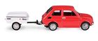 Daffi, Niewiadów, Fiat 126p z krótką przyczepką, pojazd, model metalowy, 1:43, czerwony